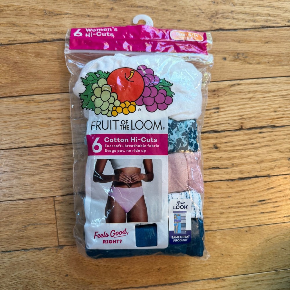 Fruit of the Loom Womens Cotton Hi-Cut Panties 5 Pack Eversoft Size 6/M Multi